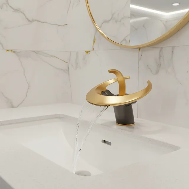 Robinet de lavabo de salle de bains doré/blanc