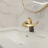 Robinet de lavabo de salle de bains doré/blanc – vue 1