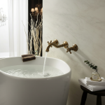 Mélangeur de baignoire en laiton Antique, vente en gros et au détail, robinets de lavabo à double poignées, robinet de lavabo mural chaud et froid 3 pièces