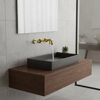 Robinet lavabo mural laiton doré luxe victorien bec coudé poignées…
