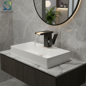 Robinet de lavabo noir LED, grand et court, salle de bains, poignée unique, débit d&rsquo;eau froide et chaude, produit d&rsquo;électricité