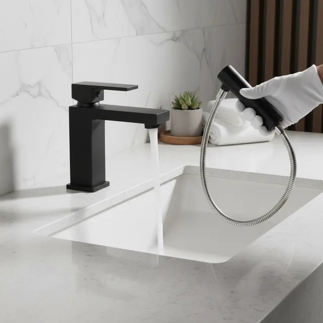 Mitigeur lavabo monocommande noir mat contemporain carré…