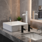 Robinet en Acier Inoxydable pour Évier de Cuisine, Bassin d&rsquo;Eau Chaude et Froide, Accessoires Grands et Courts