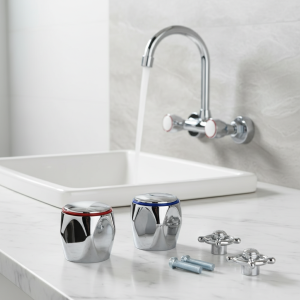 Kit de salle de bains, poignée de robinet, arroseurs, dispositifs d’arrosage, 2 volants + 2 vis, poignée de robinet, volant à main Kit de salle de bains, poignée de robinet, arroseurs, dispositifs d’arrosage, 2 volants + 2 vis, poignée de robinet, volant à main