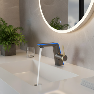 Robinets de lavabo à affichage numérique LED de luxe, robinet de salle de bains intelligent, mélangeur en laiton monté sur le pont, robinet d’évier de salle de bains, robinets de lavabo Robinet d’eau à chaud à froid Robinets de lavabo à affichage numérique LED de luxe, robinet de salle de bains intelligent, mélangeur en laiton monté sur le pont, robinet d’évier de salle de bains, robinets de lavabo Robinet d’eau à chaud à froid