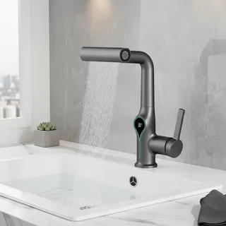 Mitigeur lavabo monotrou cascade contemporain bec coudé rectangulaire…