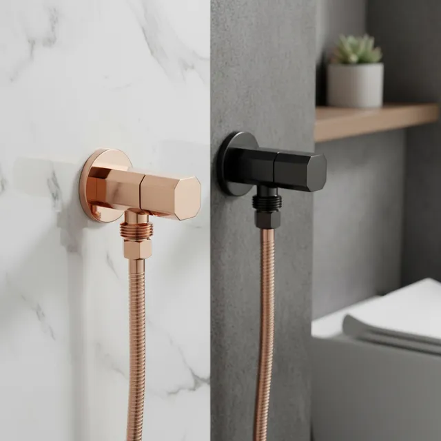 Vanne angle toilette laiton plaqué rose noir design…