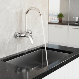 Robinet de cuisine dans le mur, lavabo chaud et froid, lavabo de balcon, robinet à Valve d&rsquo;eau mixte tout en cuivre