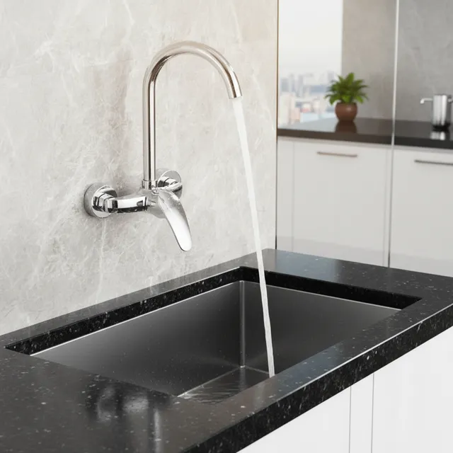 Robinet de cuisine dans le mur