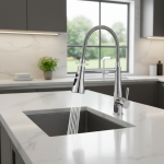 Robinet de cuisine chromé élégant 1 pièce, 360 °   Buse rotative et anti-éclaboussures – Facile à installer, design moderne pour une cuisine moderne