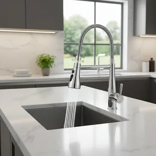 Robinet de cuisine chromé élégant 1 pièce