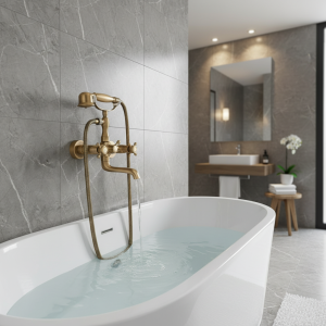 Robinet de baignoire-douche en laiton Antique, ensemble de douche de bain bronzé, bec de cascade pivotant à double poignée, robinets mélangeurs d’eau froide et chaude Robinet de baignoire-douche en laiton Antique, ensemble de douche de bain bronzé, bec de cascade pivotant à double poignée, robinets mélangeurs d’eau froide et chaude