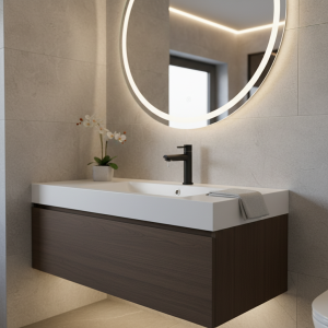 Robinet mitigeur d&rsquo;évier de cuisine et de salle de bains, lavabo noir, robinets d&rsquo;évier froids mats G1/2, filetage d&rsquo;installation, salle de bains, robinet froid unique