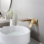 Robinet de bassin en or rose brossé monté, robinet de cascade dans le mur, robinet de centre commercial, Bloblanoir