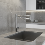 Robinet de cuisine pivotant mural, robinet d&rsquo;évier à 360 degrés, robinet de cuisine à poignée unique, robinet mitigeur d&rsquo;évier pivotant en laiton chromé