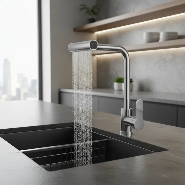 Robinet de cuisine rotatif universel