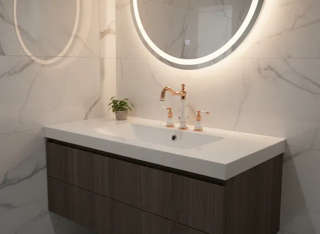 Robinet Lavabo Trois Trous Double Poignées Laiton Massif…