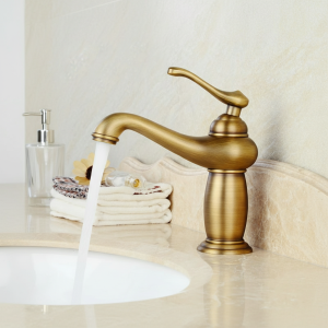 Robinet de salle de bains finition Bronze Antique, lavabo en laiton massif, robinets mitigeurs d&rsquo;eau à poignée unique, grue de bain ELFCT001-F