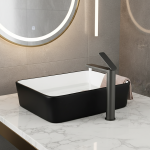 Salle de bains blanc/gris Bronze laiton massif lavabo de luxe évier grand robinet mitigeur d&rsquo;eau robinet de bain Style haut et court
