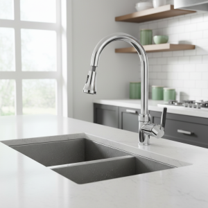 Robinet de cuisine grand en acier inoxydable, mitigeur d&rsquo;évier, Spray extractible, mitigeur à bec pivotant à poignée unique