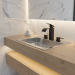 Lavabo cascade en acier inoxydable, robinet haut et bas noir, lavabo de toilette chaud et froid, salle de bains maison