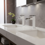 Robinet de lavabo de salle de bains blanc, bec pivotant, robinets mélangeurs d&rsquo;évier à poignée unique, robinet de lavabo monté sur le pont, robinets d&rsquo;eau WB1044