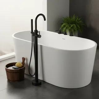 Lavabo sur pied autoportant en cuivre noir