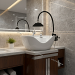 Robinet d&rsquo;eau de Spa de tête Mobile de Circulation de cascade de ressort gassé, pomme de douche de shampoing de Salon avec fonction de cascade