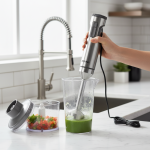 ROUNY – mélangeur à Immersion manuel 4 en 1, puissant 1000W, mélangeur alimentaire en acier inoxydable, bécher de mélange de 700ml, processeur 500ml, fouet