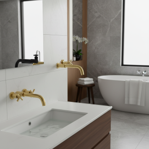 HOWall-Robinet de Lavabo de délégations en Laiton Froid, Robinets d&rsquo;Eau en Or Brossé, Noir