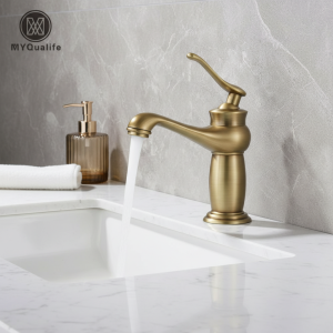 Robinet de centre commercial chaud et froid antique luxueux monté sur pont en laiton, robinet de luxe