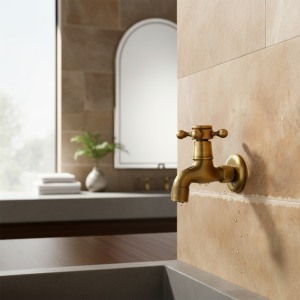 Robinet à poignée unique en laiton massif Vintage pour Machine à laver, robinet d&rsquo;eau mural