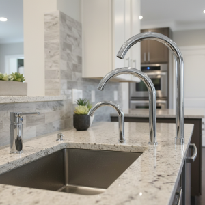 Robinet de cuisine pour lavabo, tuyau de sortie coudé, Tube avec filetage d’écrou en acier inoxydable Robinet de cuisine pour lavabo, tuyau de sortie coudé, Tube avec filetage d’écrou en acier inoxydable