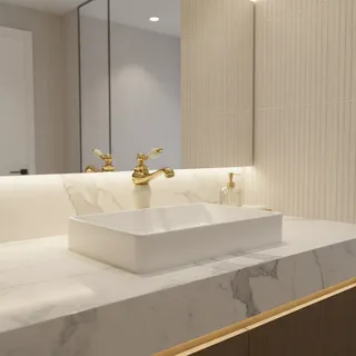 Robinet de salle de bains en laiton et Jade