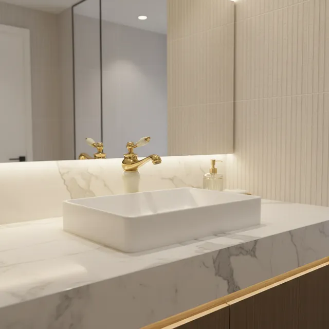 Robinet de salle de bains en laiton et Jade