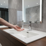 Robinet de salle de bains moderne en laiton, robinet mitigeur chaud et froid à trou unique, robinet d&rsquo;évier de lavabo de grue monté sur le pont de vanité à poignée unique