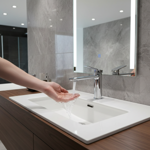 Robinet de salle de bains moderne en laiton, robinet mitigeur chaud et froid à trou unique, robinet d&rsquo;évier de lavabo de grue monté sur le pont de vanité à poignée unique