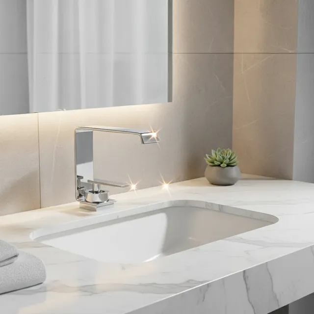 Mitigeur lavabo monocommande chromé contemporain…