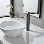 TOLM Robinet de lavabo Robinet de salle de bain antique Robinet hybride Robinet de lavabo noir/gris Robinet d&rsquo;eau chaude et froide à levier unique