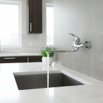 Robinet de cuisine mural, robinet de lavabo à Double trous, mitigeur d&rsquo;eau chaude et froide, mélangeurs de cuisine muraux, robinet d&rsquo;évier de cuisine