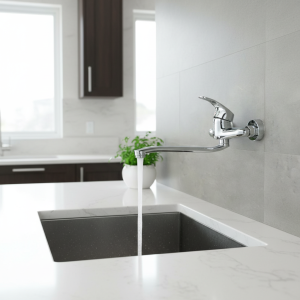 Robinet de cuisine mural, robinet de lavabo à Double trous, mitigeur d’eau chaude et froide, mélangeurs de cuisine muraux, robinet d’évier de cuisine Robinet de cuisine mural, robinet de lavabo à Double trous, mitigeur d’eau chaude et froide, mélangeurs de cuisine muraux, robinet d’évier de cuisine