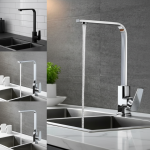 Robinet de cuisine en cuivre à 7 formes – 360 °   Mélangeur d&rsquo;évier pivotant avec cartouche et aérateur en céramique, argent/noir