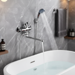 Robinet de baignoire, salle de bains, douche, ensemble de douche, poignée unique, montage mural, double bec, mitigeur chaud et froid, buse de robinet de salle de bains