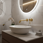 Robinet mitigeur mural de salle de bains, robinet d&rsquo;évier de lavabo à Rotation à 360 degrés en laiton noir mat avec une seule poignée eau chaude et froide, robinet en or blanc