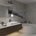 Robinet de lavabo mural en laiton, bec de baignoire, robinet de douche, rotation libre, bec rond et carré pliant, Chrome noir or