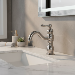 Robinet de lavabo en Nickel brossé à poignée unique, eau chaude et froide, robinet de salle de bain monté sur le pont, bec Long, robinet mitigeur de lavabo