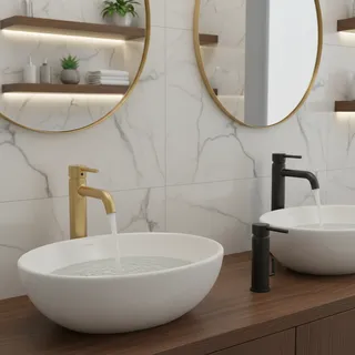 Robinets de lavabo en or brossé