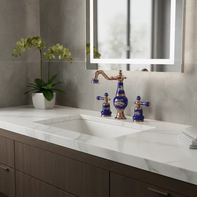 Robinet de lavabo en céramique et laiton