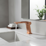 Robinet cascade en cuivre-robinet chaud et froid à ouverture latérale créative pour lavabo de comptoir de salle de bains, lavabo et comptoir