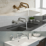 Robinet de lavabo en laiton Antique, mitigeur de salle de bains mural, robinet d&rsquo;évier chaud et froid, bec rotatif à 360 degrés, robinets mélangeurs de cuisine chromés